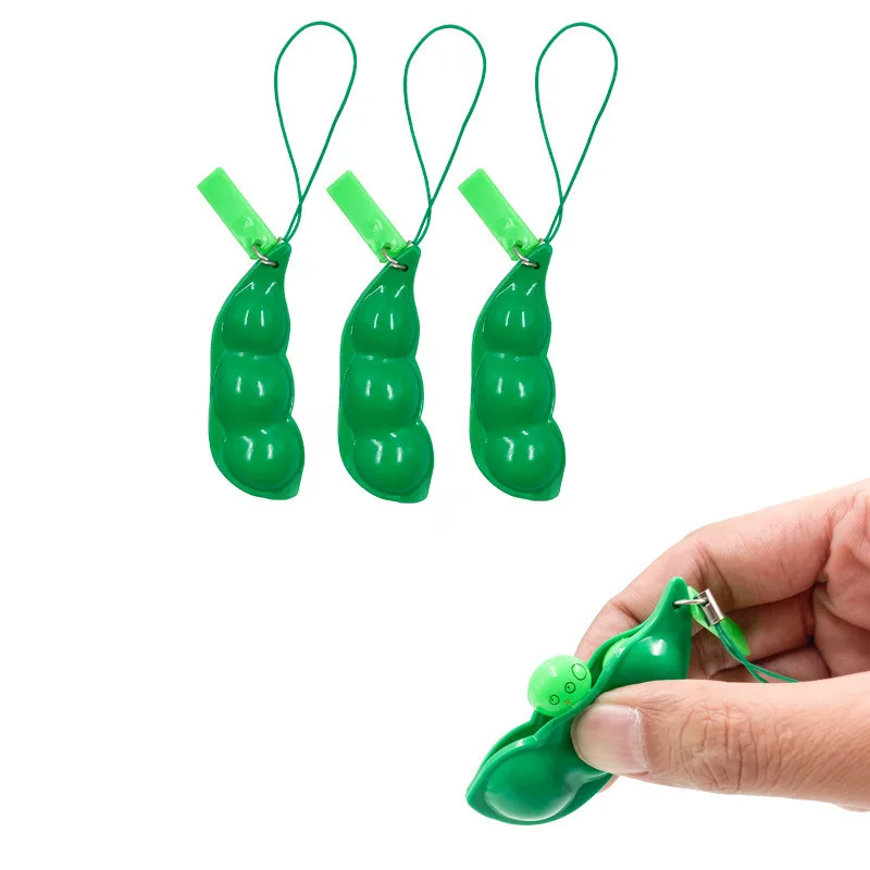 Fidget Toys Squeeze Keychain Pea Push Beans Pop Antistress Edamame Squishy Toy Kawaii Stress Relief Simple Dimple Adult Kid Gift