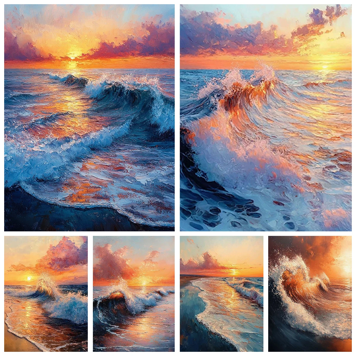 

Ocean Wave DIY цифровая картина маслом подходит для украшения дома взаимодействие родителей и детей подарок на день рождения вечерние