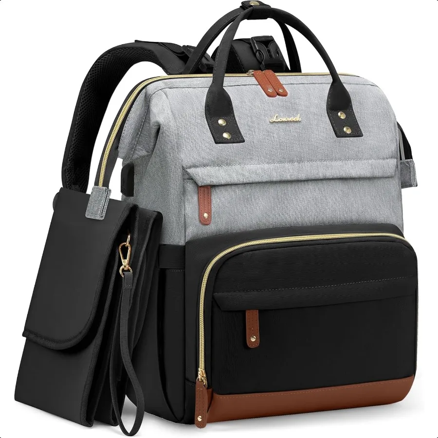 

LOVEVOOK Diaper Bag Backpack Baby Bag with Changing Station Large Diaper Backpack for Moms Dads Waterproof Leather Accents Baby