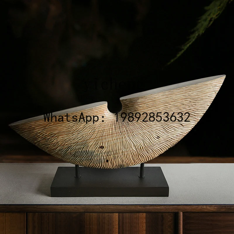 abstract half-moon wood carving handicrafts decorative ornaments porch sculpture artwork