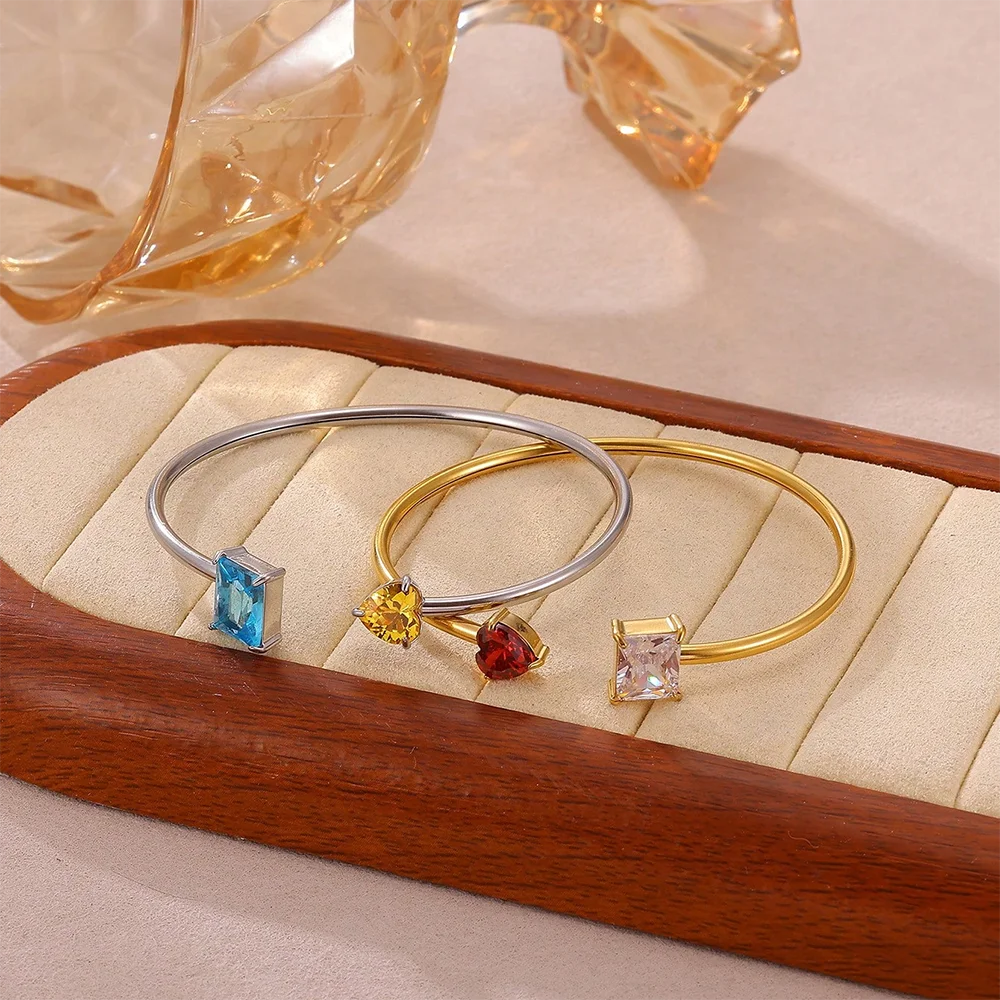 Custom Birthstone Cuff Bangle Mother Bracelet, Personalized
