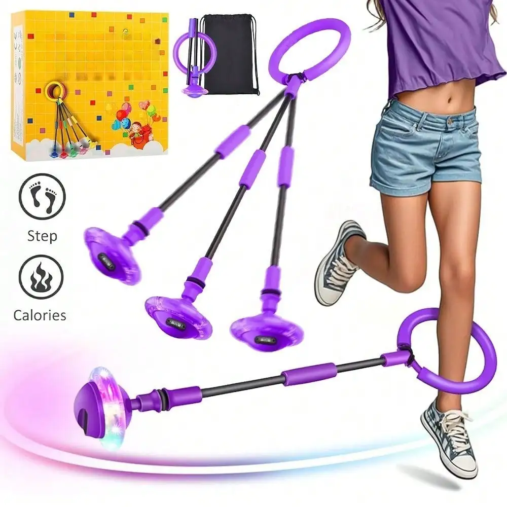 Gyroscope de pied lumineux avec anneau de saut et sac de transport, jeu d'adresse pour adultes et enfants – Idéal pour l'entraînement d'agilité en extérieur, les jeux de pause scolaire et les activités sensorielles d'équilibre