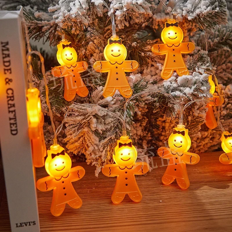 Gingerbread Man Garland Christmas Tree Decoration Fairy Lights for Home New Year Party Decor Supplies Hello Kitty String Light