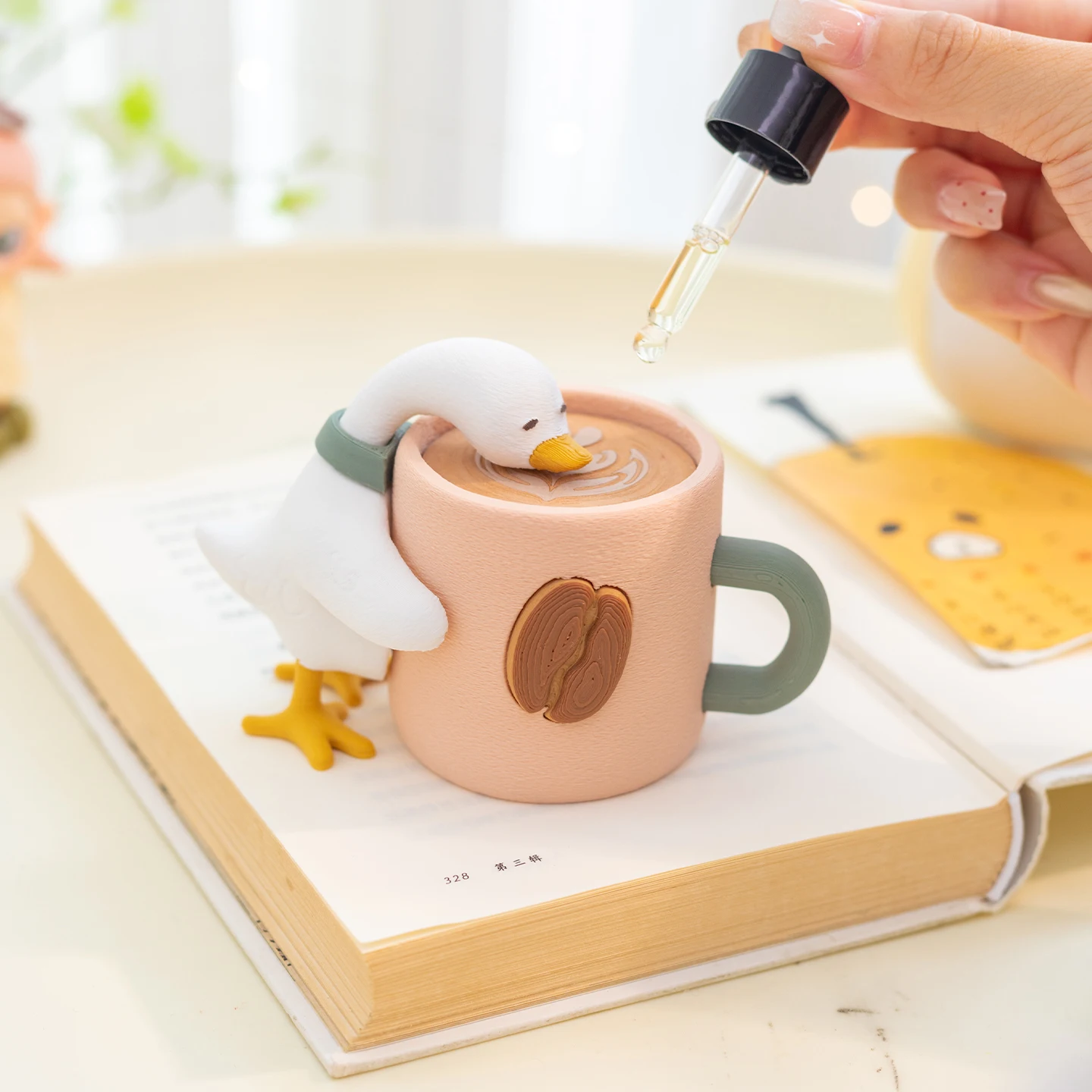 Niedlicher Lustiger Gänse-Kaffeebecher Ätherisches Öl Passiver Diffusor Gips-Parfüm Aroma-Diffusor für Kleine Räume Heim Badezimmer Deko Geschenk