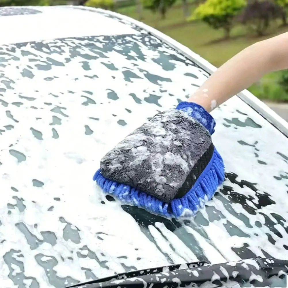 Car washing gloves (large size) - 100 grams - Waterproof car cleaning products - Sheepskin car cleaning gloves - Car towel view 2