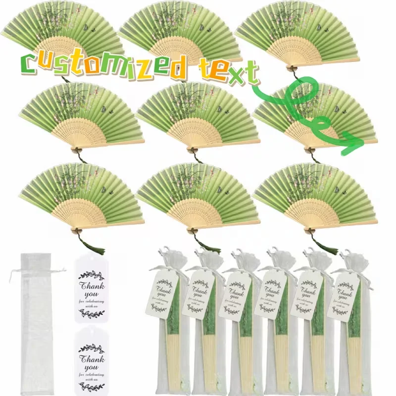 Set of 1/3/5/15 Pieces, Personalized Customization, Traditional Style Dance Folding Fan, Performance-Specific Bamboo Frame Cloth Fan, Stage Performance Props, Summer Cooling Decorative Fan, Wedding Venue Decoration Pro
