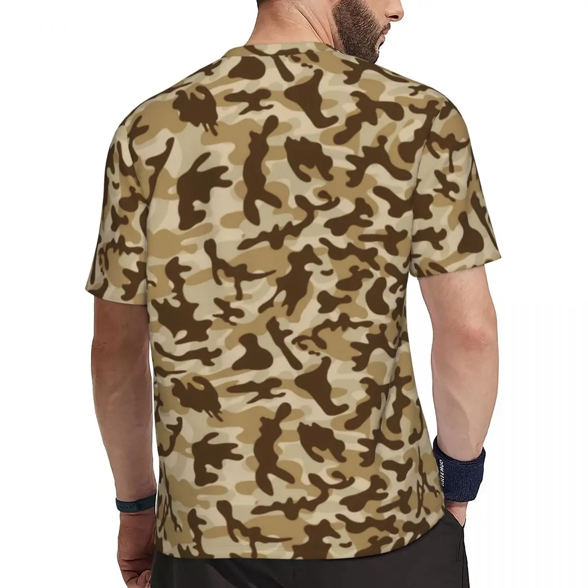 Trendy Desert Tan T-Shirt Mens Camouflage Print Street Style Running T-Shirts Breathable Summer Harajuku Tee Shirt Oversize Tops