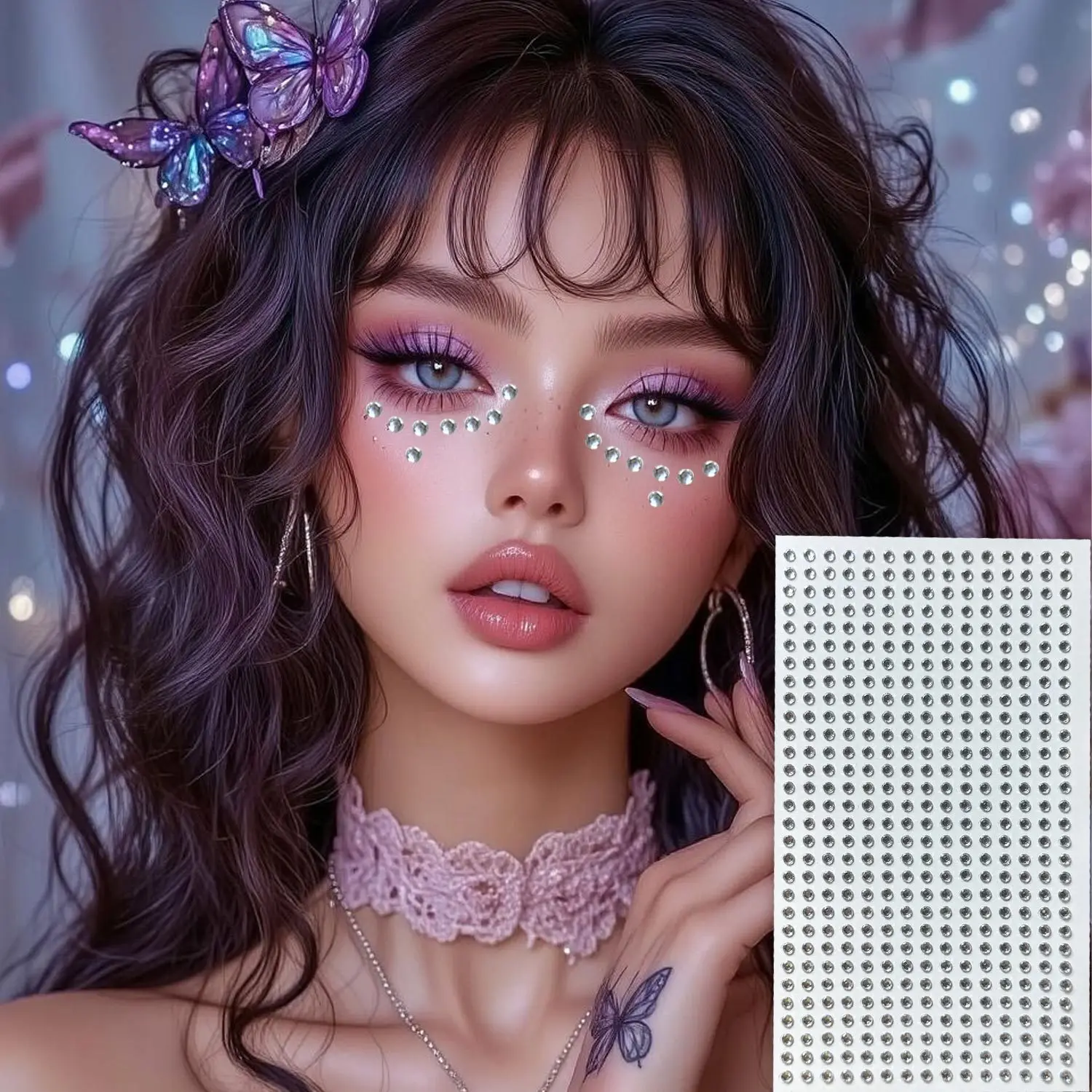 Acrylic Diamond Face Stickers Waterproof Self Adhesive Bling Rhinestone For Concert Support Makeup Eyeliner Decoration