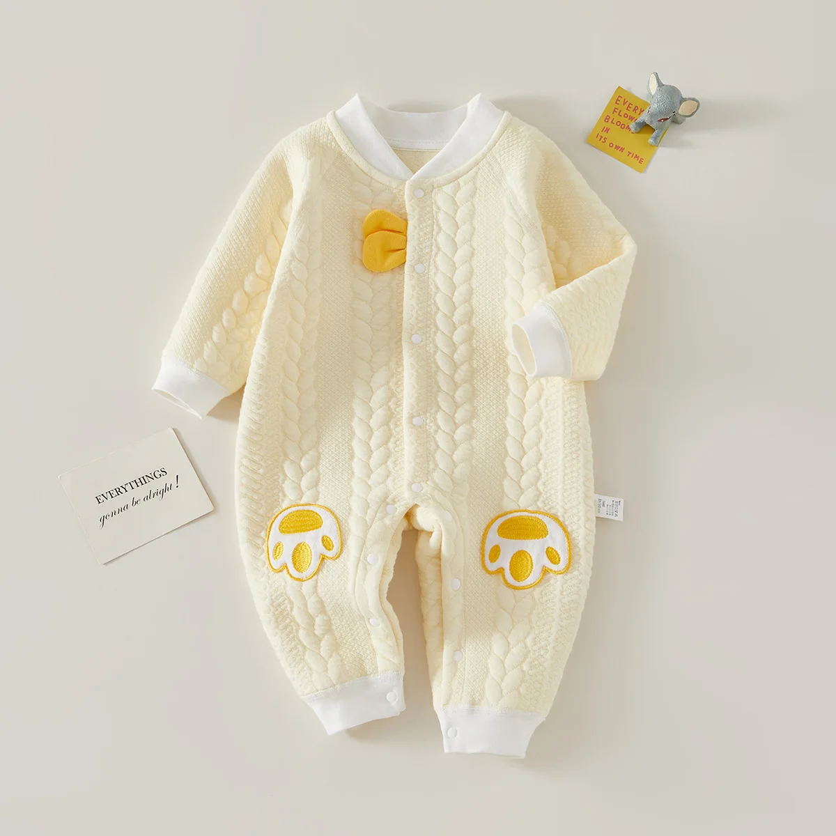 Somenie Newborn Baby Bodysuit Cotton Cute Printed Boys Girls romper Warm Home Crawling Suit  For Four Seasons 3-6-9M