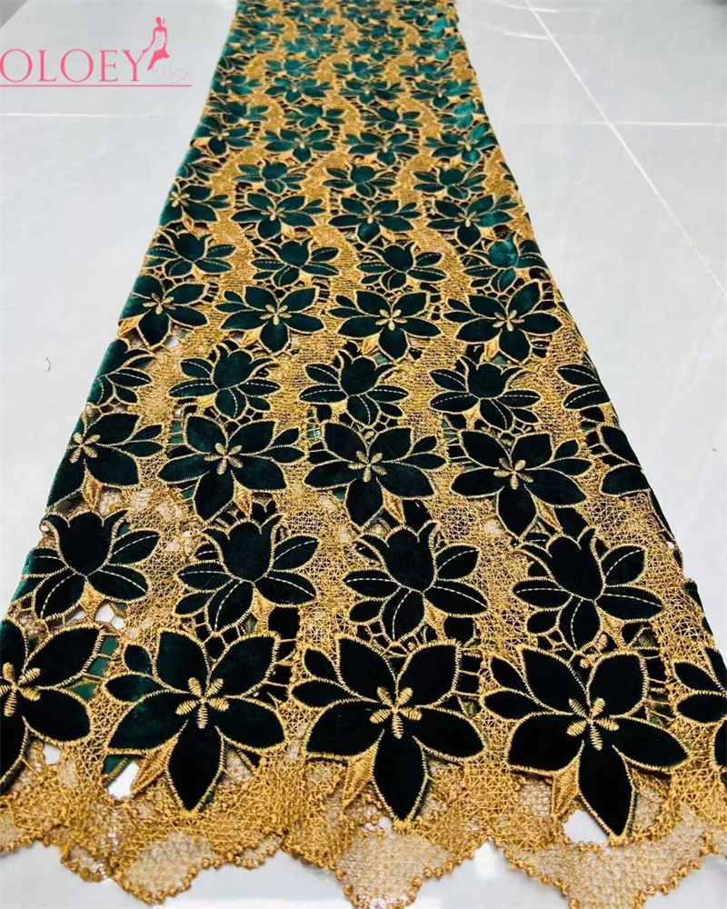 OLOEY  Superbly Lush Velvet Lace Fabric High Quality Hollow out Gorgeous Embroidery Lace Fabric Exclusive Premium Velvet Guipure