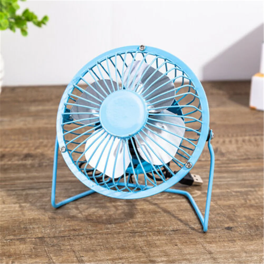 Mini ventilateur de bureau USB en métal de 4 pouces, portable, résistant à 360, angle réglable, silencieux, silencieux, pour ordinateur portable de bureau à domicile