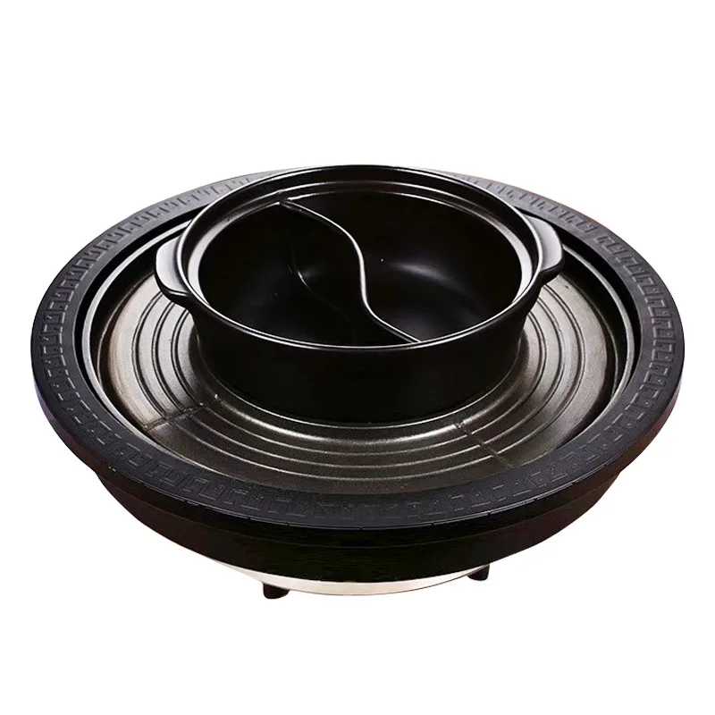 4000 Fornello elettrico per barbecue e pentola calda Macchina per barbecue commerciale da 50 cm con pentola in acciaio inossidabile