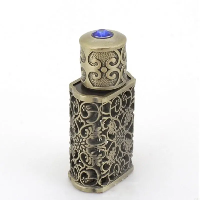 U0DE 3Ml Vintage Kim Loại Nước Hoa Chai Tinh Dầu Nhỏ Giọt Chai Bình Rỗng Lưu Trữ Chai Quà Tặng Trang Trí Đám Cưới