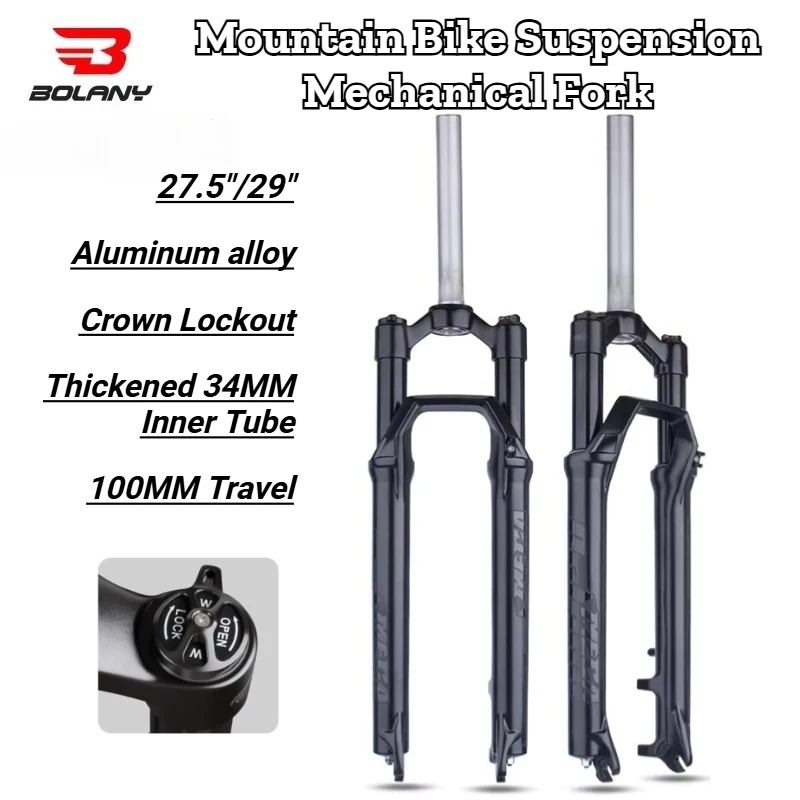 

Bolany, MTB Fork, Spring Fork, 100 Mm Travel, Mechanical Spring Shock, 27.5, 29 inch, Mountain Bike Fork, Quick Release Fork