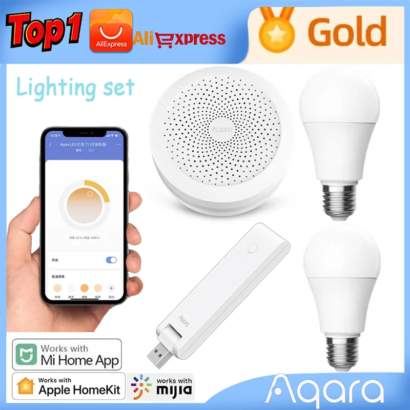

Умная светодиодная лампа Aqara T1 Zigbee Smart Led Light Bulb Aqara Светодиодная лампа с регулируемой яркостью E27 220 В-240 В 9 Вт 2700 К-6500 К Умные лампы для Mi Home