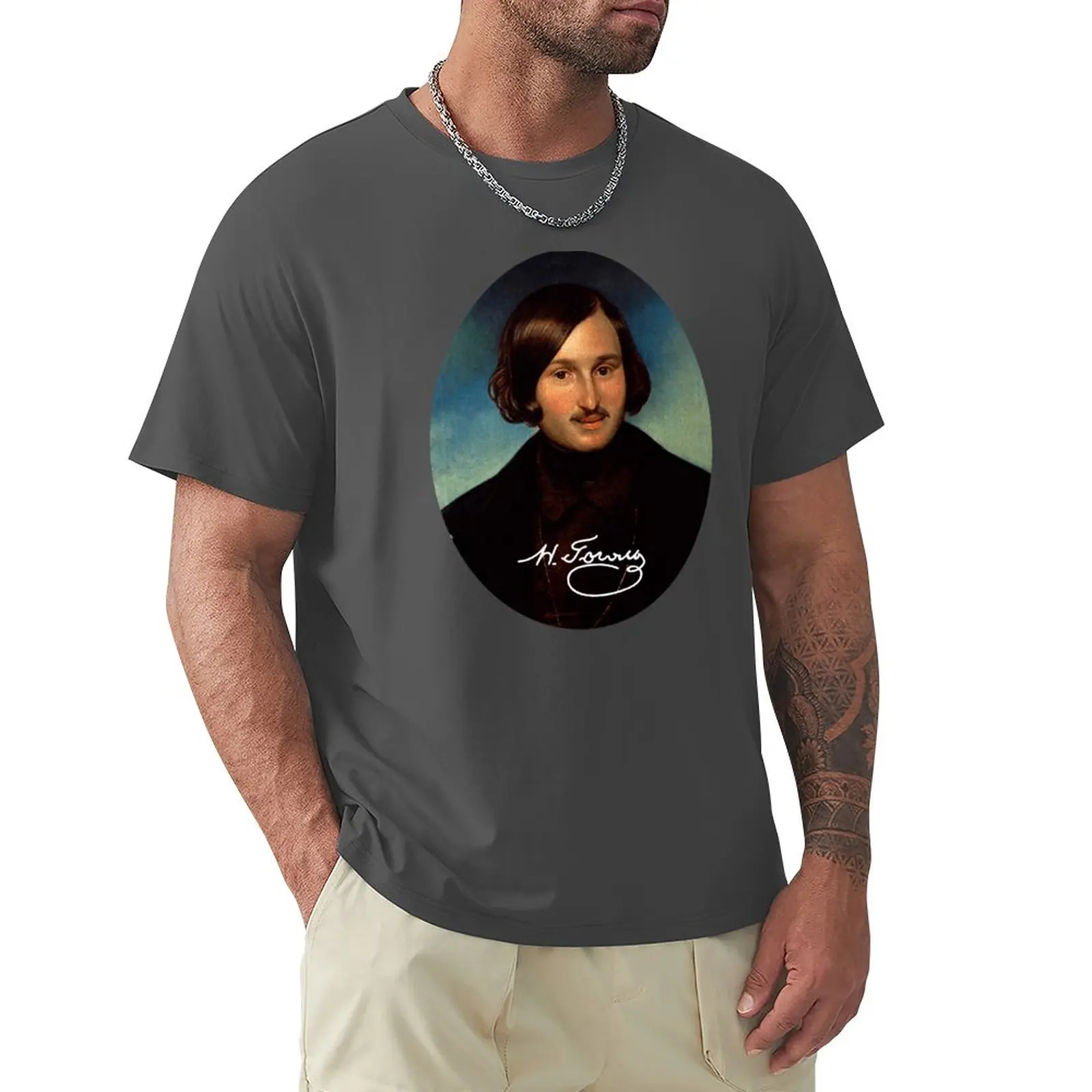 

Nikolai Vasilievich Gogol With Signature T-Shirt vintage clothes cute clothes Men's t-shirts