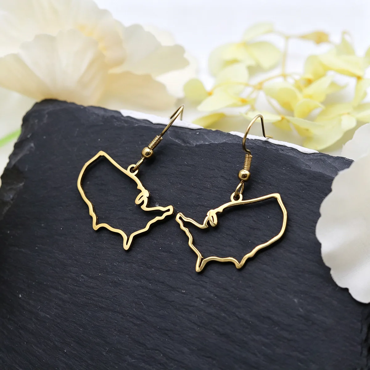 Chandler United States Country Map Dangle Earrings for Women Gift Stainless Steel Hollow American USA Map Earring Jewelry