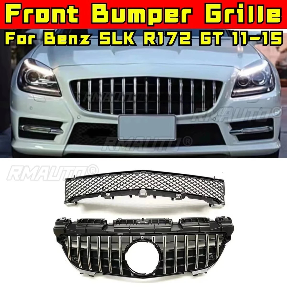 

Car Bumper Grill Decorative Strips Racing Grille Body Kit Front Bumper Grill For Mercedes Benz SLK R172 GT 2011-2015 Exterior