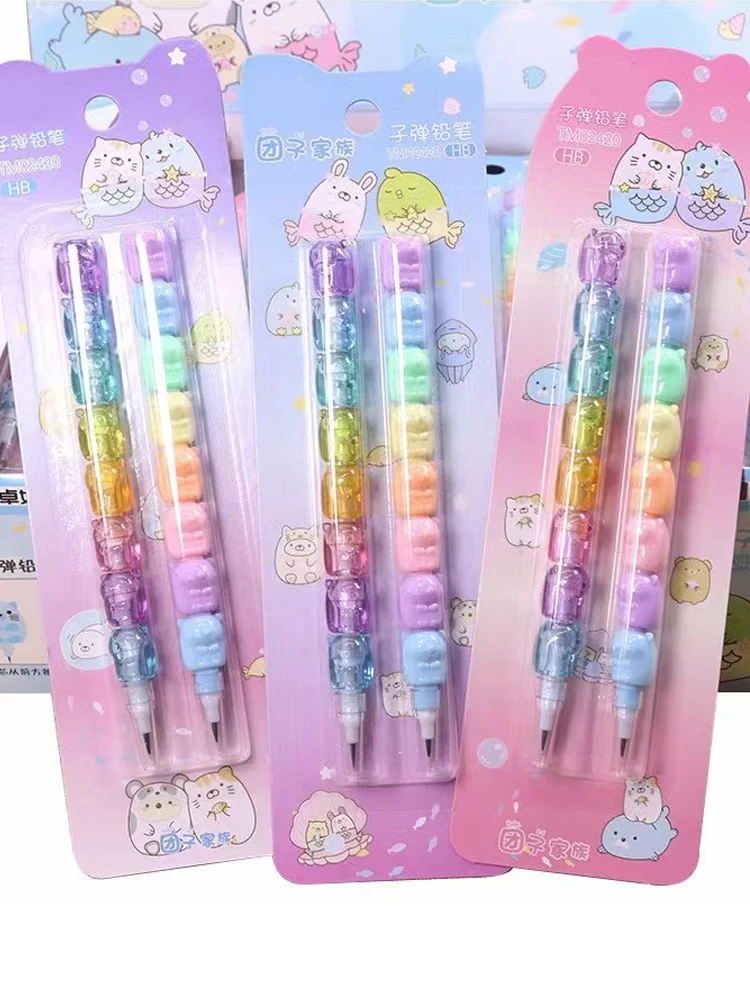 2pcs/Set Cute Bear Non Sharpening Mechanical Pencil Student Writing Pen School Office Supplies Pencil Stationery Gifts