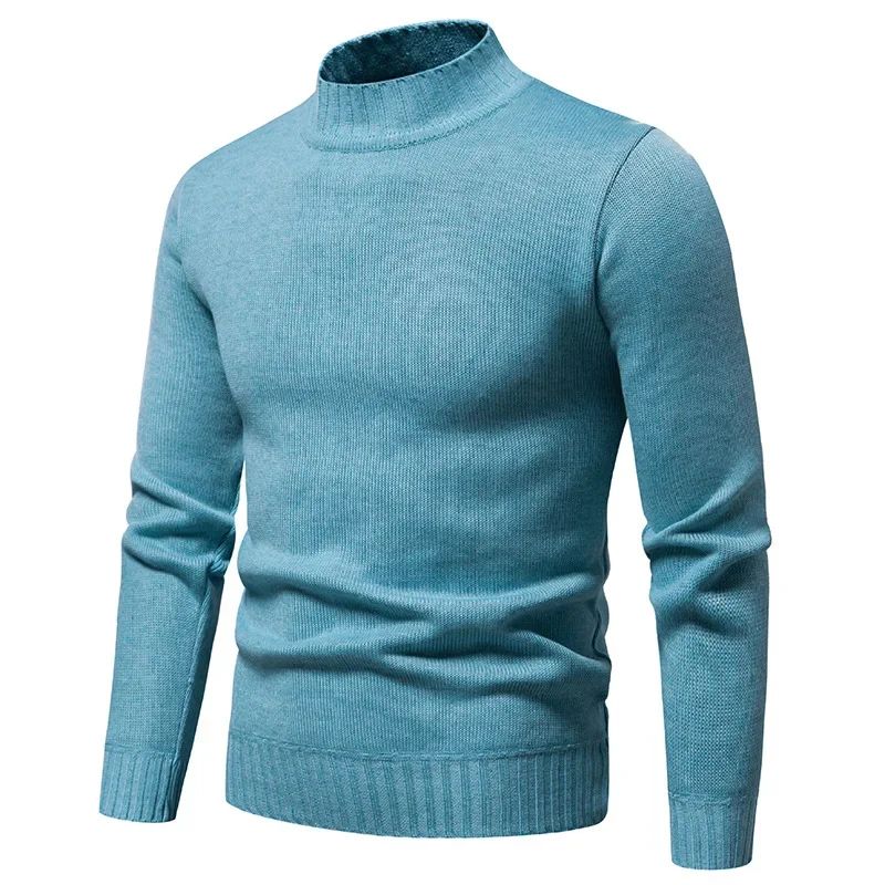 

2023 Autumn and Winter Men's Sweaters Knitwear High Neck Slim Fit Trend Solid Color Thickened Thermal Underlay Top