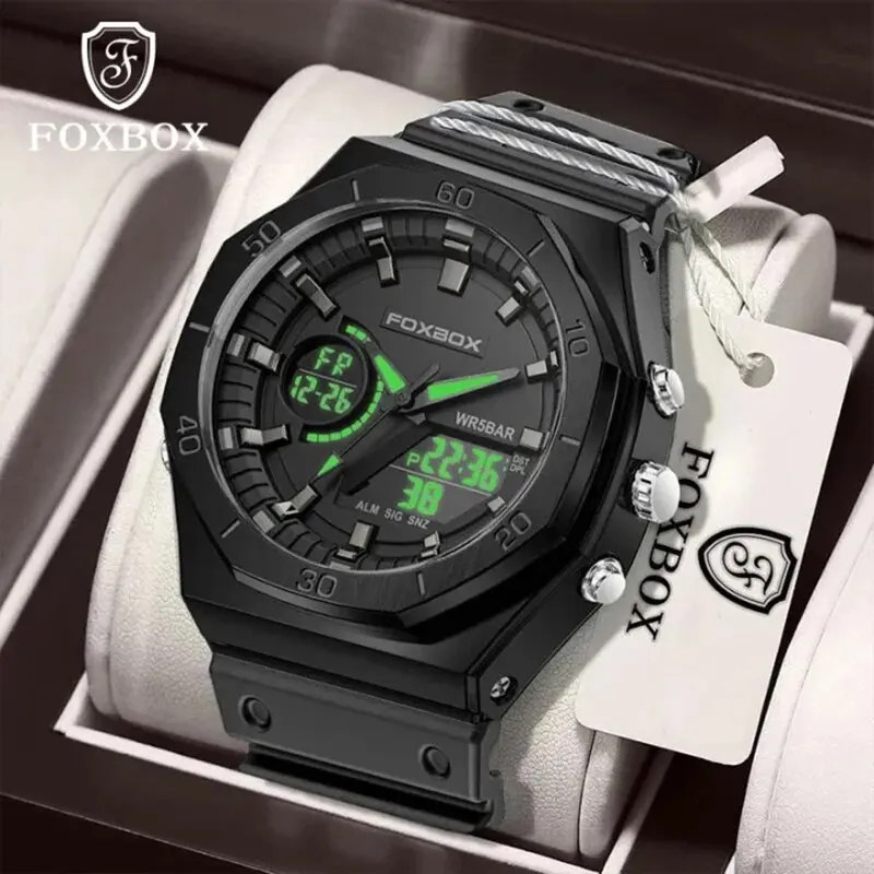 New Dual Display Watches For Men Casual Sports Chronograph Quartz Big Dial Wrist Watch Silicone Waterproof Digital Clock