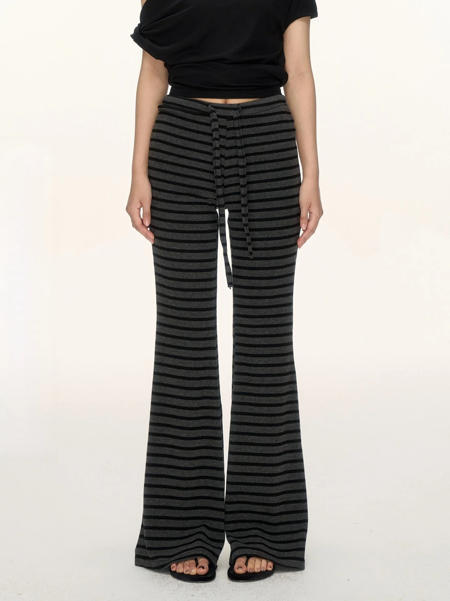 

Nova Slimming Stripe Women's Casual Pants Drawstring Wide Leg Summer Fashionable Casual Trousers for Young Girls