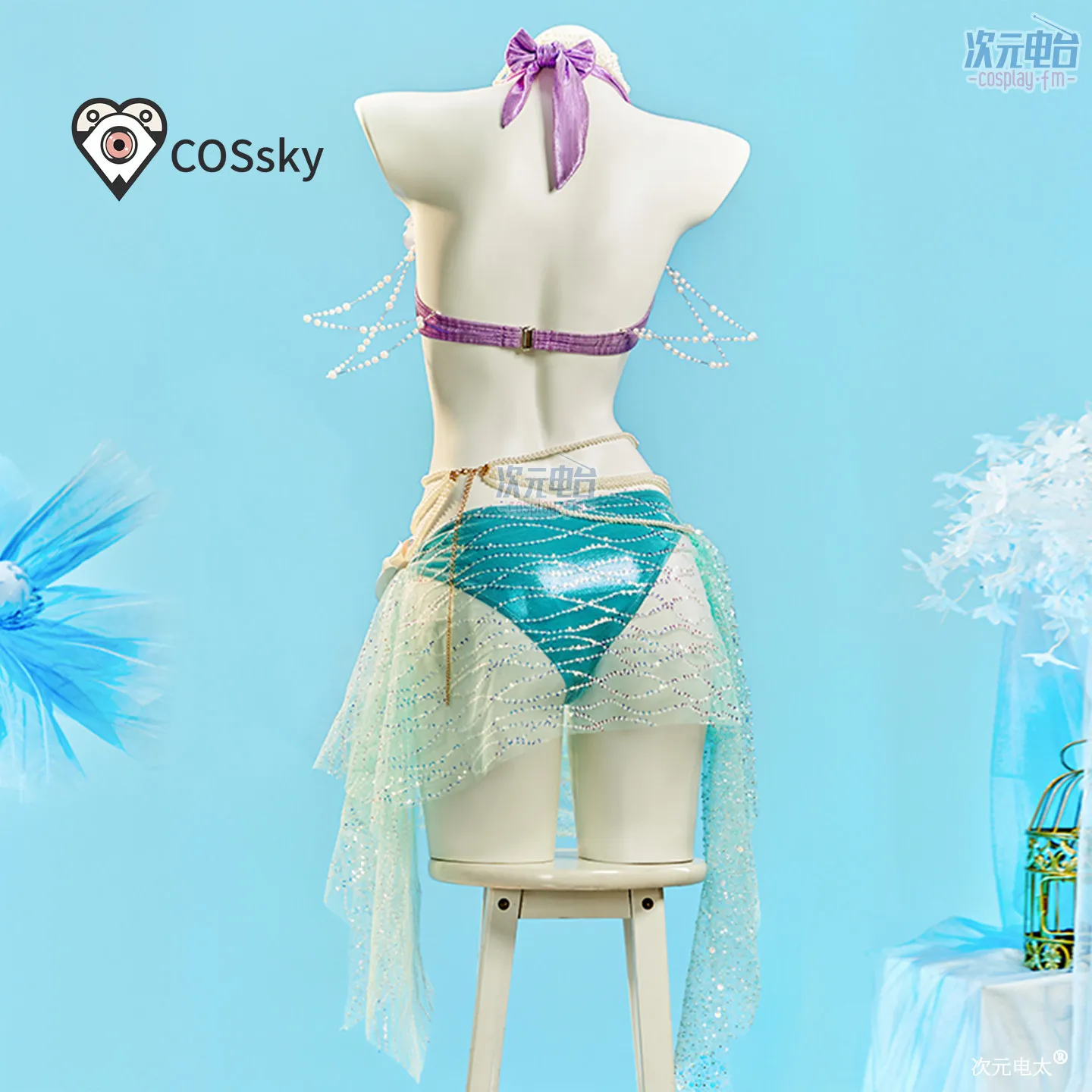 Mermaid Swimsuit Summer Beach Swimwear Cosplay Anime Game women sexy strapless dress Halloween party beach uniform view 3