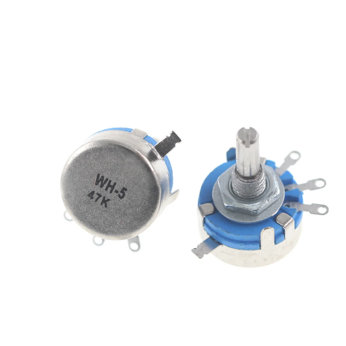 2PCS WH5-1A 470R 1K 10K 47K 4K7 100K 470K 220K 1K5 22K 1M ohm 3-Terminals Round Shaft Rotary Taper Carbon Potentiometer WH5