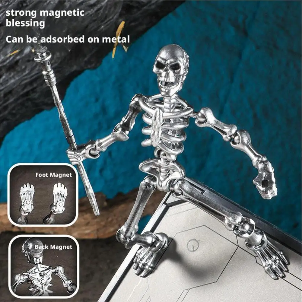 Halloween magnético idade média esqueleto posable esqueleto forma humana ossos halloween casa assombrada horror adereços esqueleto boneca