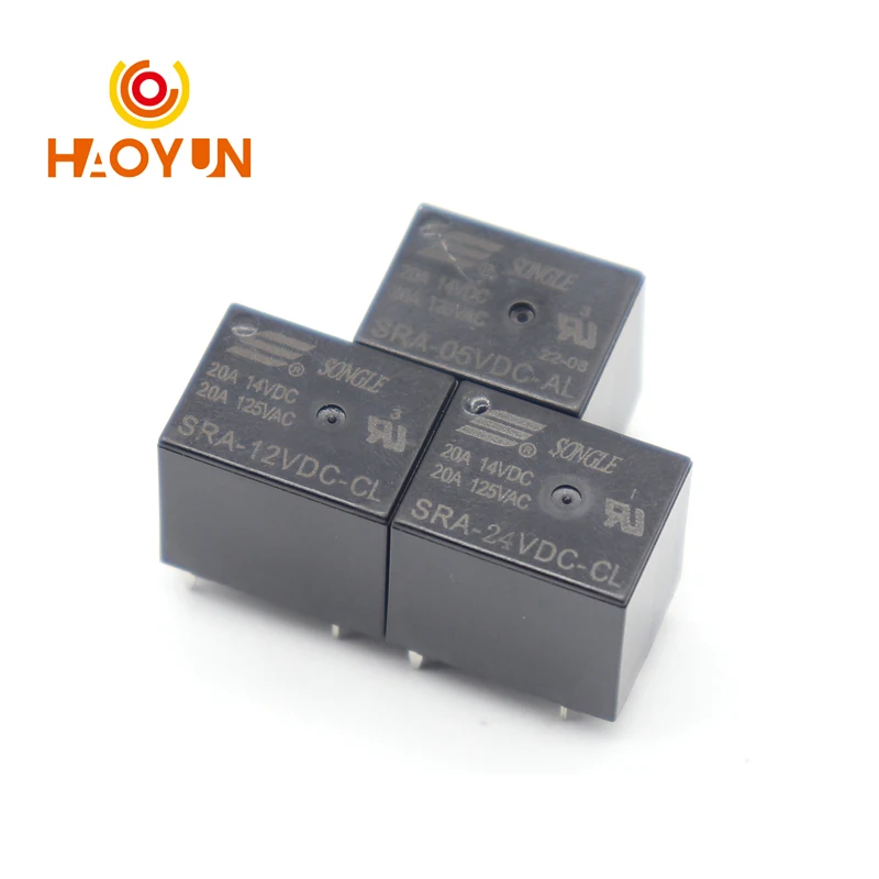 【5-1PCS】5V 12V 24V 20A DC Power Relay SRA-05VDC-AL SRA-12VDC-CL SRA-24VDC-CL 4Pin 5Pin PCB Type In Stock Black Automobile Relay