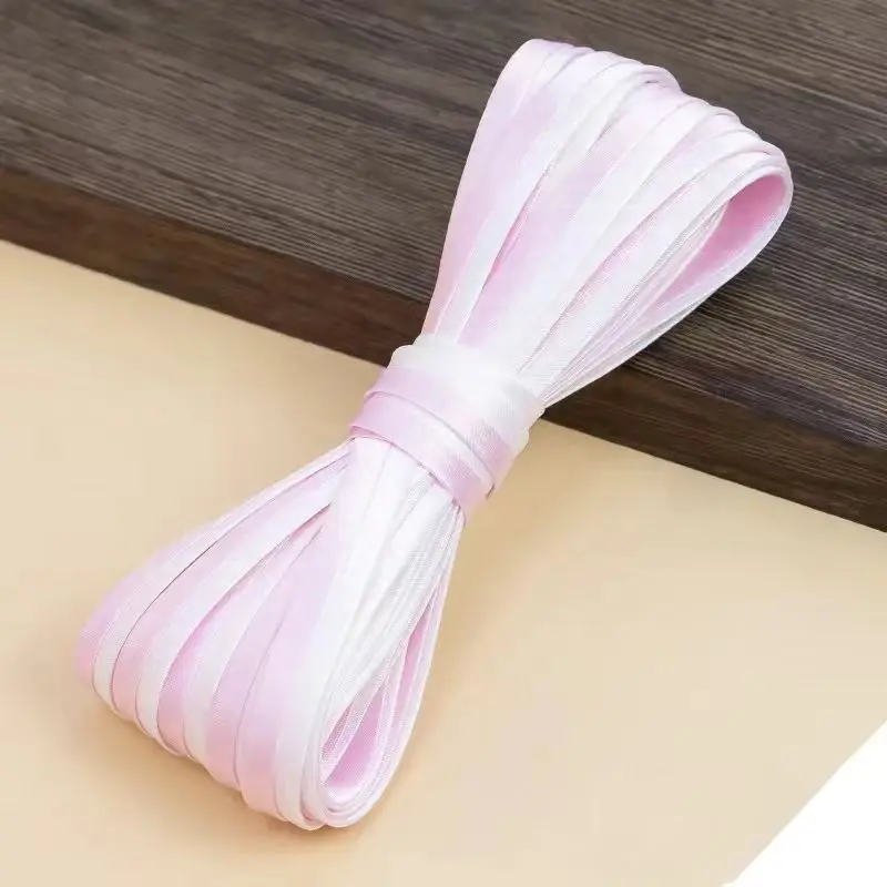 10 M * 1 CM Simple Style Two-color Satin Fabric Edging Strip for Clothing Accessories Soft Rolled Strip Clothing Edging Ribbon