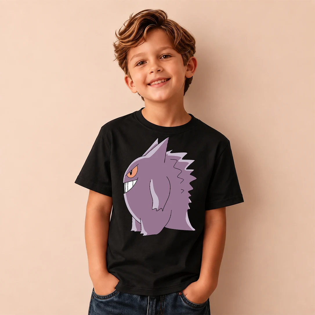 Kids T-shirt Pokemon Gengar Print Short Sleeve Tee Boys Girls Casual Tops Birthday Gift