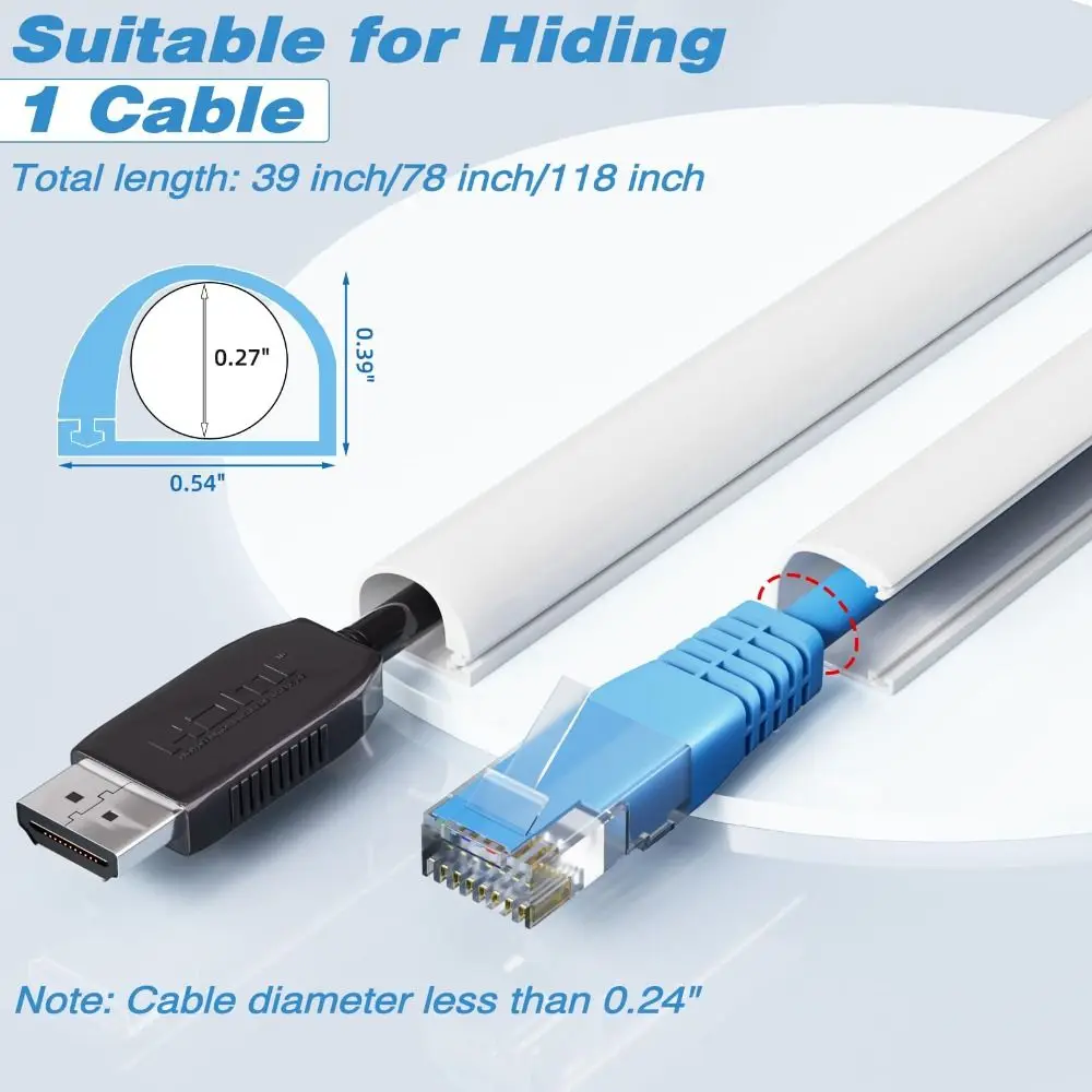 Professional Self-Adhesive Cord Hider Wall Mount 1m Cord Covers Raceway Flexible Raceway Wire Hider Home Office