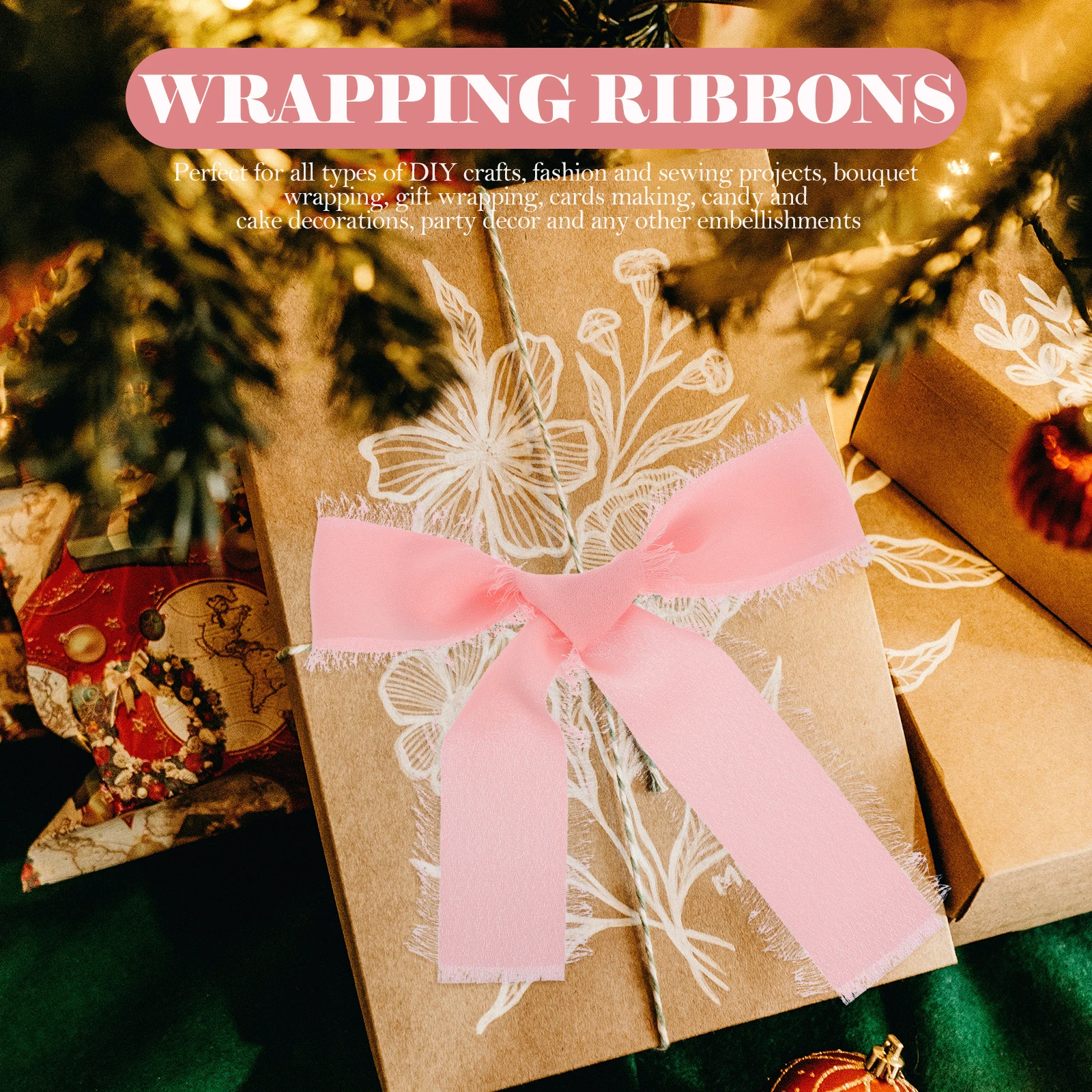 

Ribbon Smooth Chiffon Texture for Crafting Bouquet Decorations Cake Wrapping Gift Box DIY Crafts Flower Packaging Party Wedding