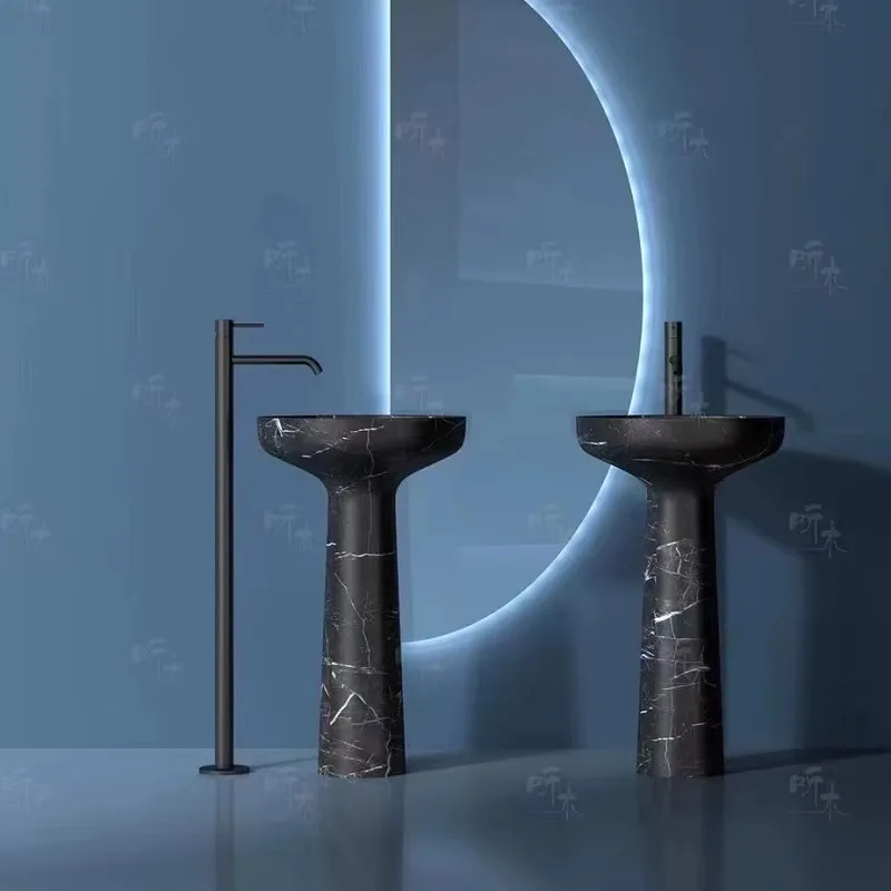 

Pedestal Sink Stone Bathroom Sink Granite Farmhouse Washing Standing Vessel Hotel Courtyard Free Standing