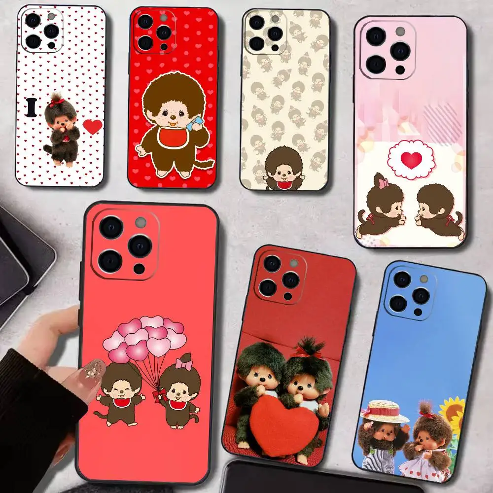 

Cute M-Monchhichis Phone Case For iPhone17,16,15,14,13,12,11 Plus,Pro Max Soft Black Cover