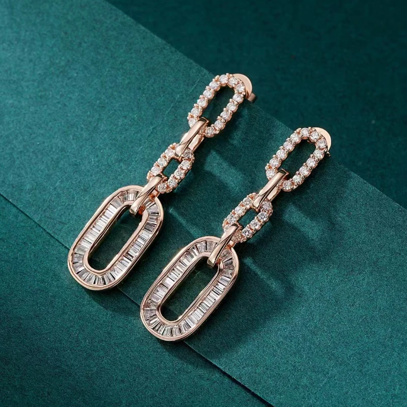 Real AU750 18K Rose Gold 1.3 Carat Diamond Drop Earrings For Women Classic Engagement Jewelry Free Shipping