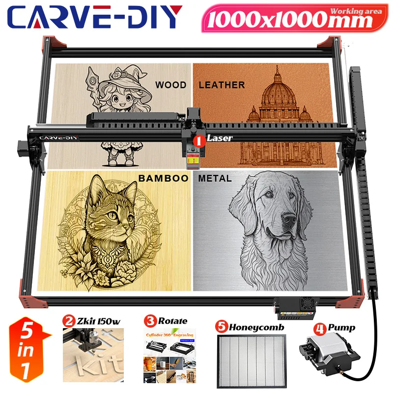 

CARVE-DIY 22W Laser Engraving Machine Cnc Milling Machine 150W Spindle Laser Engraver And Cutter Cnc Wood Router