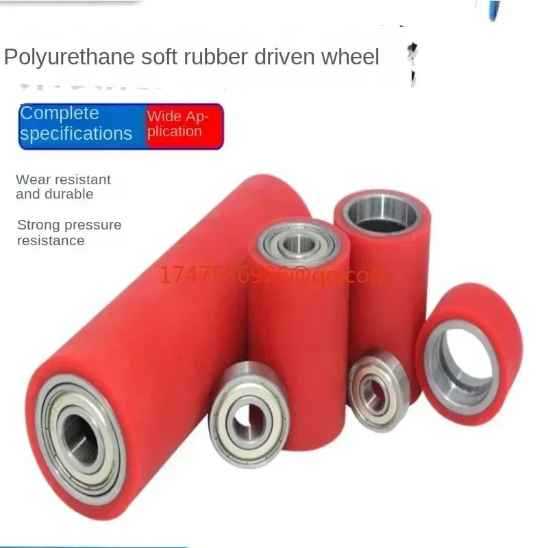 Urethane 50 degree soft rubber coated roller double bearing unpowered rubber roller idler wear-resistant rubber roller PU