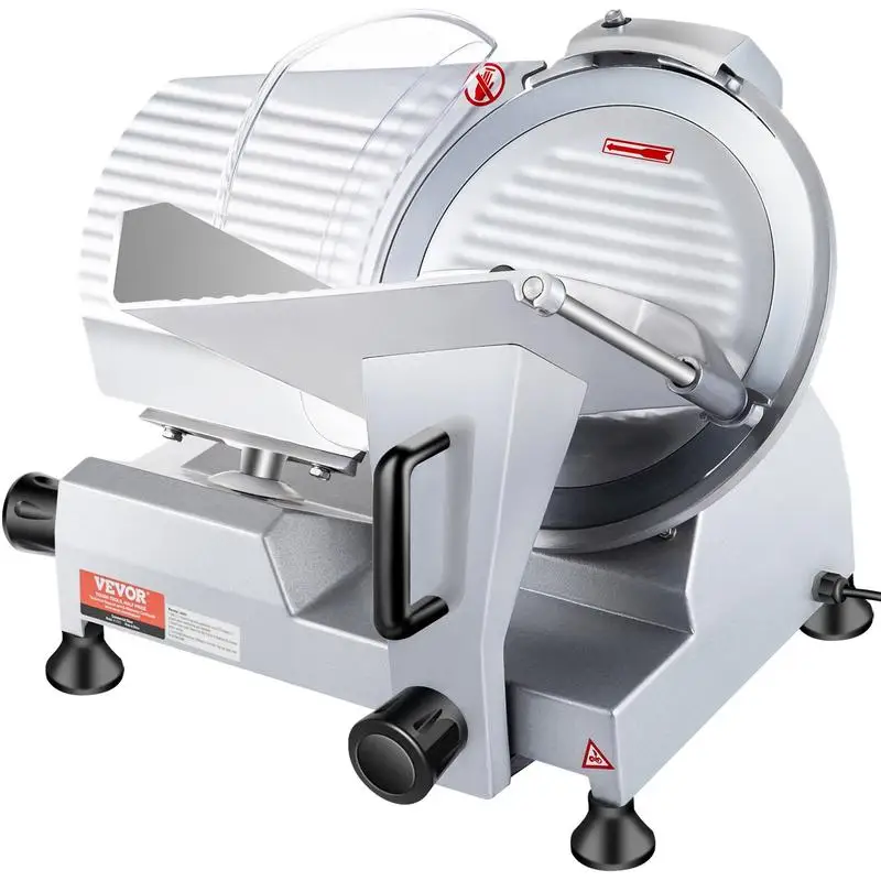 Fatiador de carne elétrico Deli 240W, lâmina de aço carbono de 10", 350-400 RPM, espessura ajustável de 0-0,47 polegadas, ideal para uso comercial e