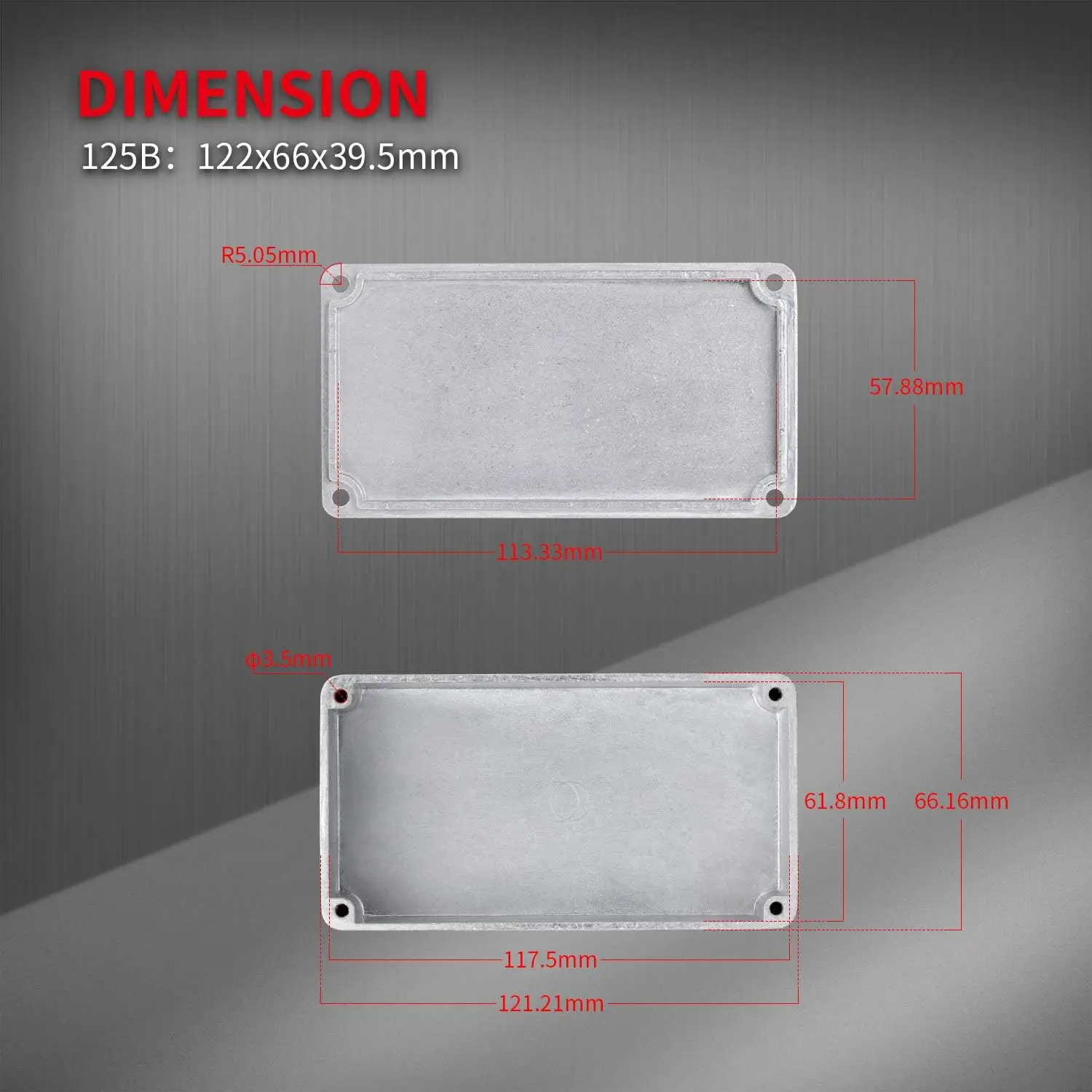 DaierTek 3PCS 125B 1590N1 Aluminum Guitar Effect Pedal Enclosure Metal Stomp Box Enclosure Unfinished 122x66x39.5mm with Rubber