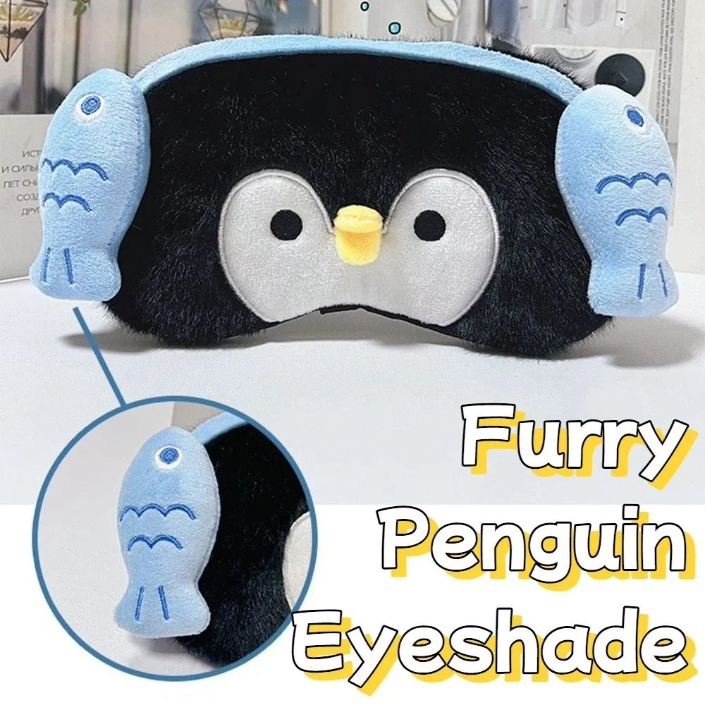 Fashion Stretchy Furry Penguin Eye Shade Cartoon Penguin Shaped Eye Mask Kawaii Soft Sleeping Eye Mask Travel Use