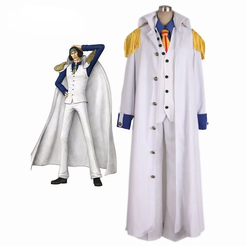 

New Adult One Piece Aokiji White Cosplay Costume One Piece Marines Cosplay For Halloween Christmas Customize for adults