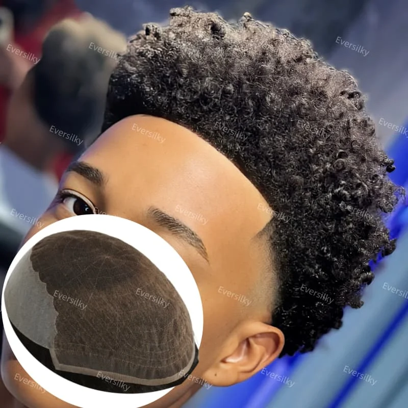 

Высококачественный q6 швейцарский кружевной парик из искусственной кожи для мужчин, естественная линия волос, 15 мм, афро-кудрявый протез, афро-американский мужской парик, 100% человеческий