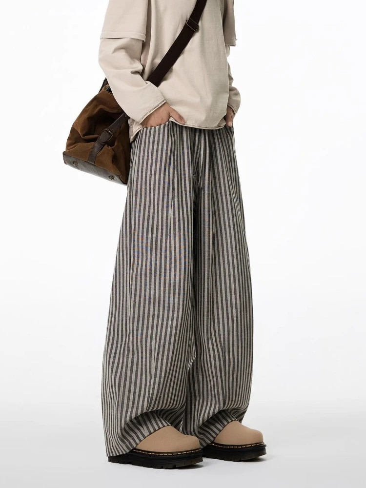 Deeptown Black Striped Women Man Pants Harajuku Wide Leg American Retro Oversize Straight Trousers Casual Japanese 2000s Style