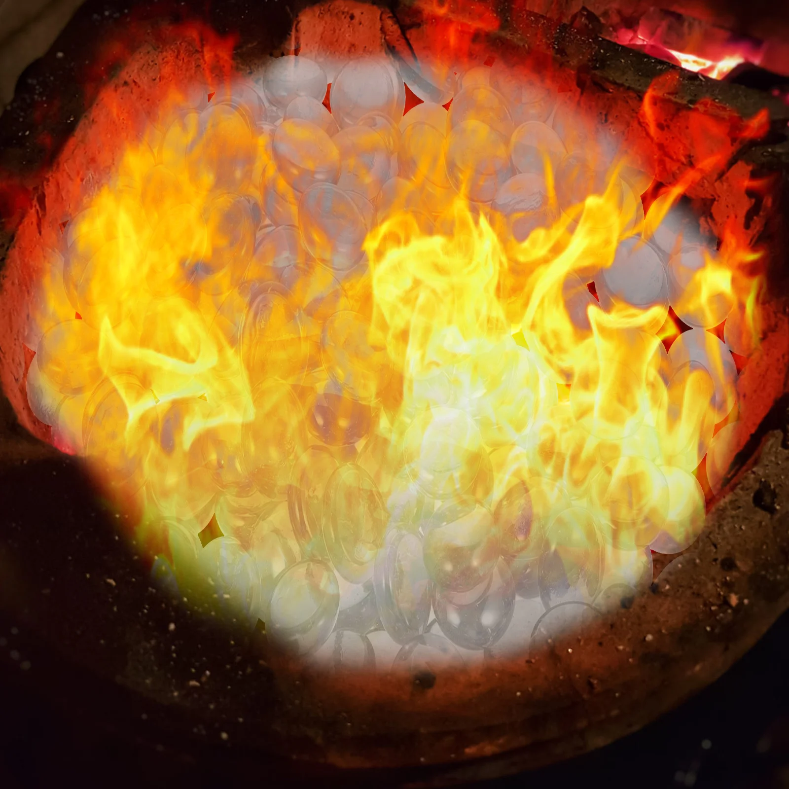 

1 Bag Of Fire Pit Glass Beads Flame-Retardant Glass Stones For Fireplace Fish Tank Aquarium Gardening Diy Craft