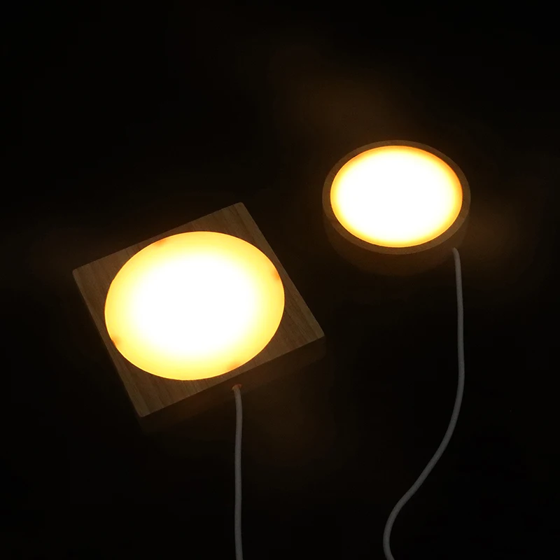 Support de Veilleuse LED en Bois de Hêtre pour CitroBall, Base Ronde ou Carrée, 8/10cm