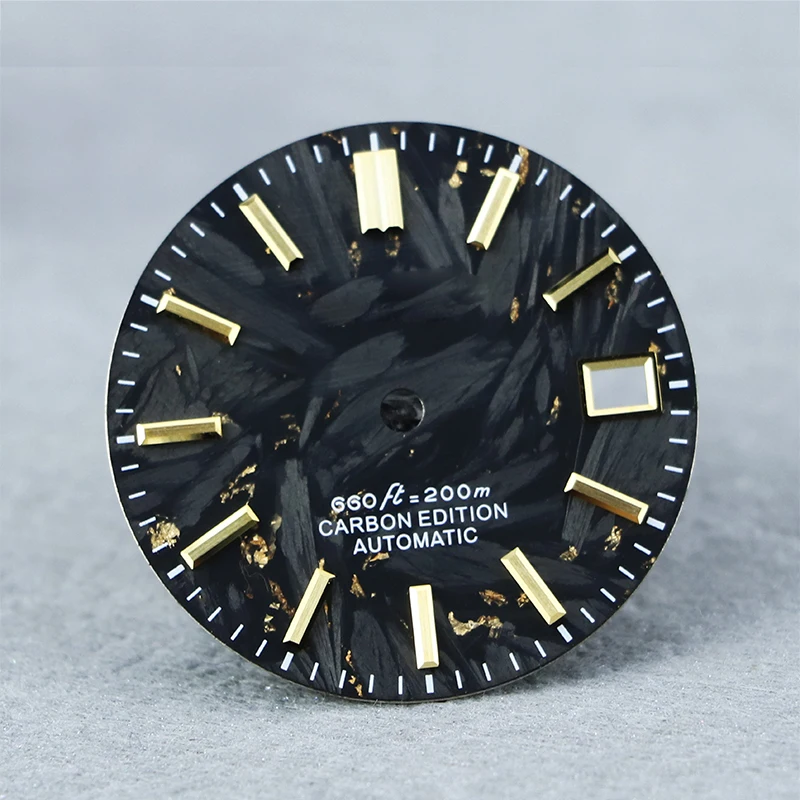 

High Quality Gold carbon fiber dial 28.5mm watch dial GS mod no lume for NH35/NH36 movement