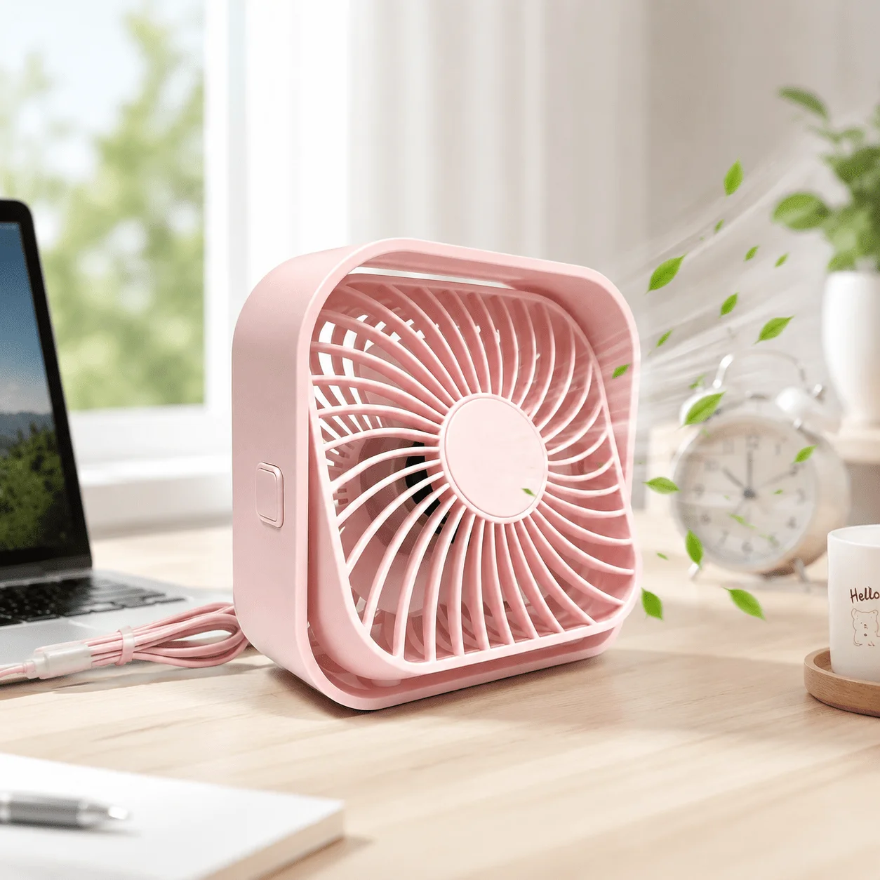 

FollowBreak USB Powered Mini Fan, 3 Wind Speeds, 180° Foldable & Super Quiet, Pink Portable Table Fan, Ideal for Home, Office and Travel