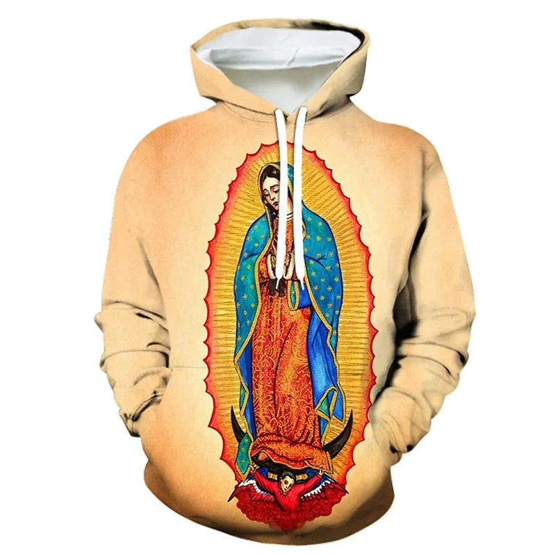 Harajuku 3D Virgin Mary Of Guadalupe Mexico Printing New In Hoodies & Sweatshirts Catholic Spiritual Totem Fashion Mens Clothing